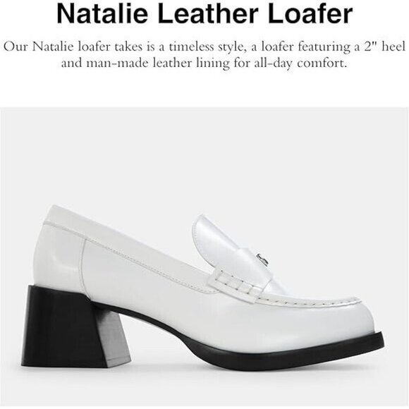 Coach Women's Size 10 Optic White Natalie Leather Loafer Shoes 2" Block Heel - Picture 2 of 4